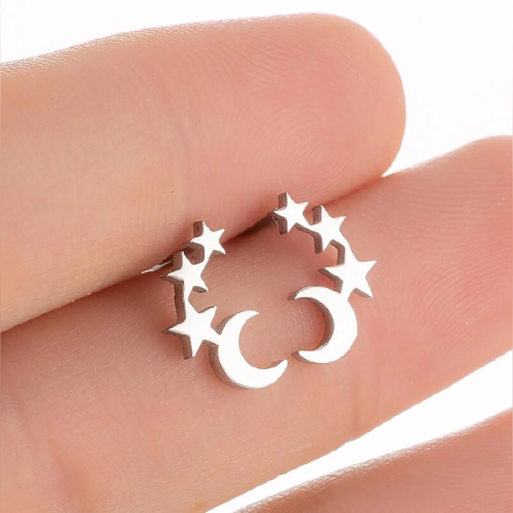 NEW 🌙🌠Tiny hypoallergenic studs sun moon stars celestial pierced earrings